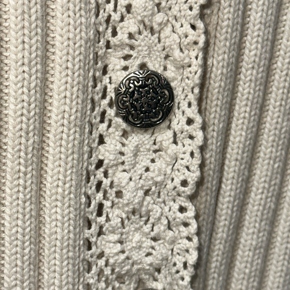 i.e. Petite Relaxed lace collar 100% Cotton cream cardigan Size PM - Picture 4 of 5